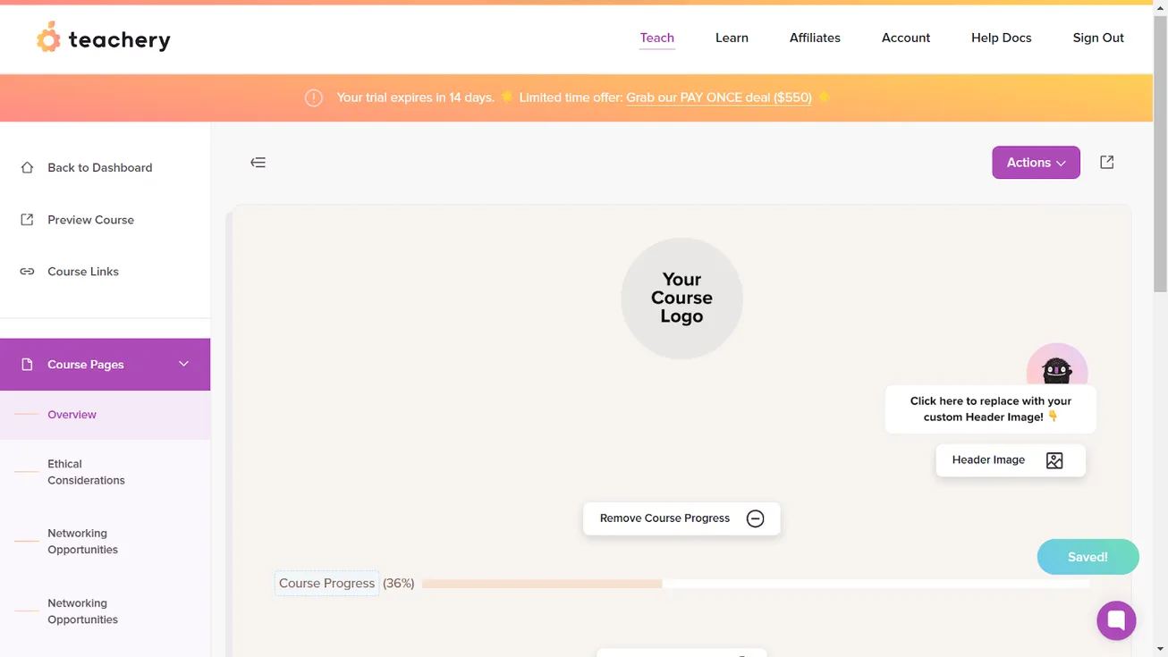Treachery's course creation interface
